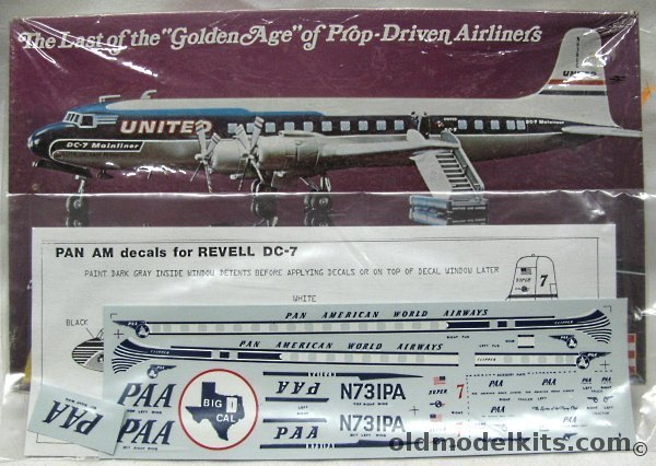 Revell 1/122 Douglas DC-7 United Airlines Mainliner - With Big Cal Pan Am Decals, H168 plastic model kit